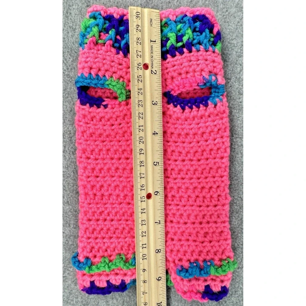 Extra Small Dog Sweater Crochet Hot Pink Variegated Trim Handmade Crocheted